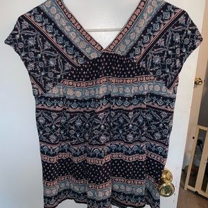 Pattern Babydoll short sleeve top